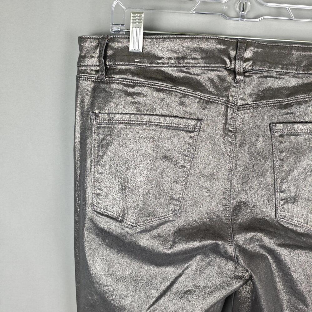 White House Black Market Pants Womens 14 Silver The Skinny Ankle Metallic Coated - Picture 12 of 16